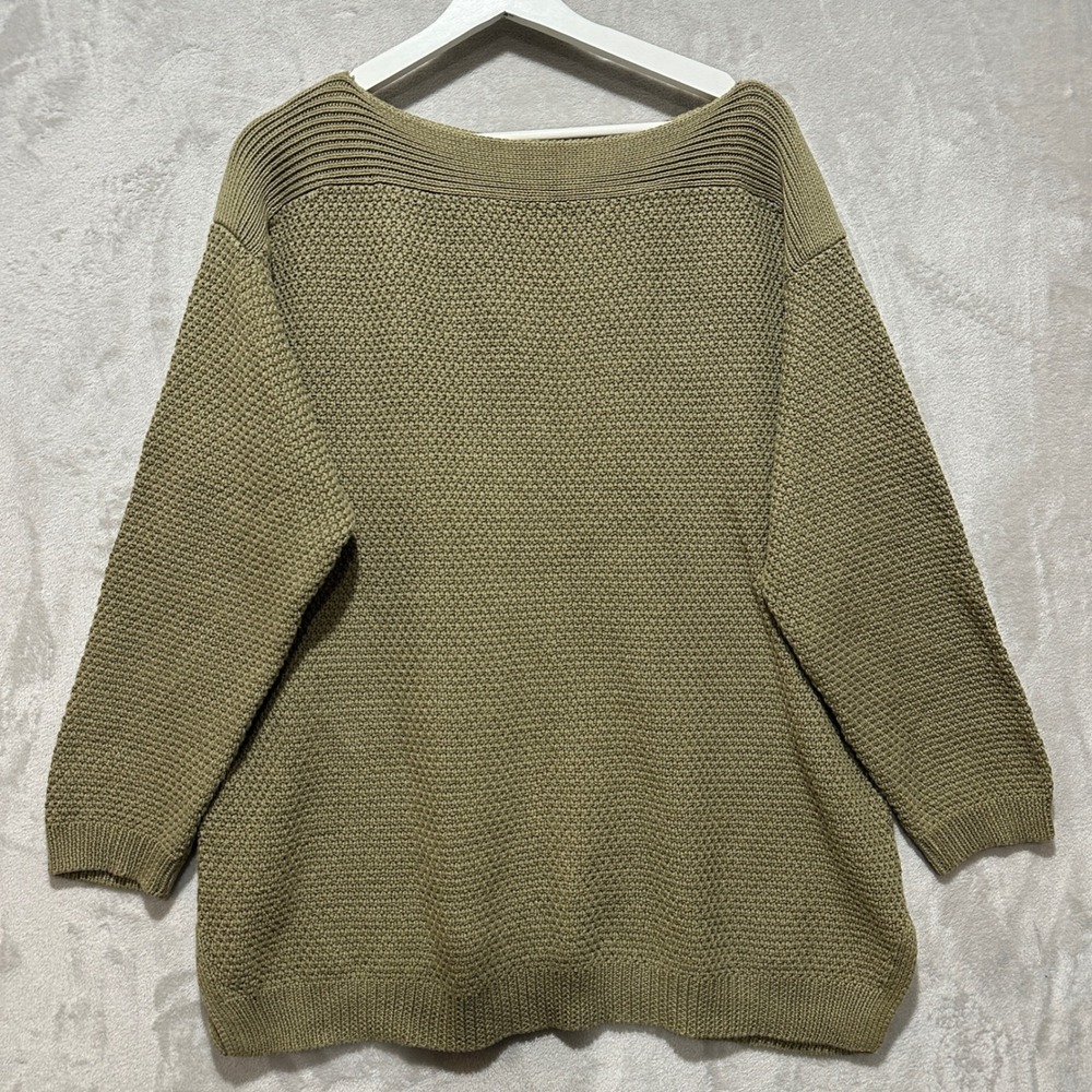 Lauren Ralph Lauren XL Olive Green Cotton Knit Boat Neck Sweater XL